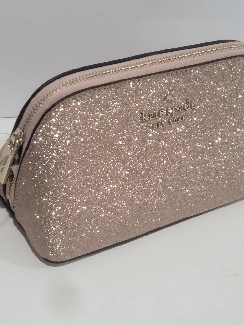 Kate Spade New York Pink Glitter Cosmetic Pouch
